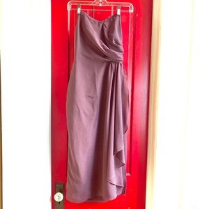 Tahari Pink and Blue Pin Striped Strapless Dress